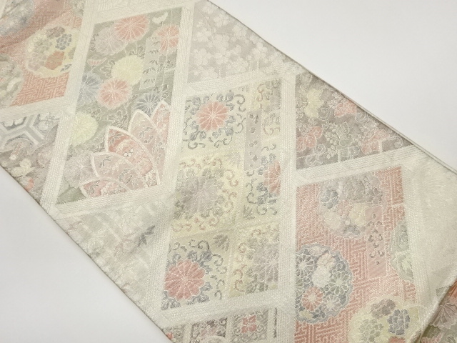 JAPANESE FUKURO OBI / SAGANISHIKI / WOVEN KIKU ARABESQUE